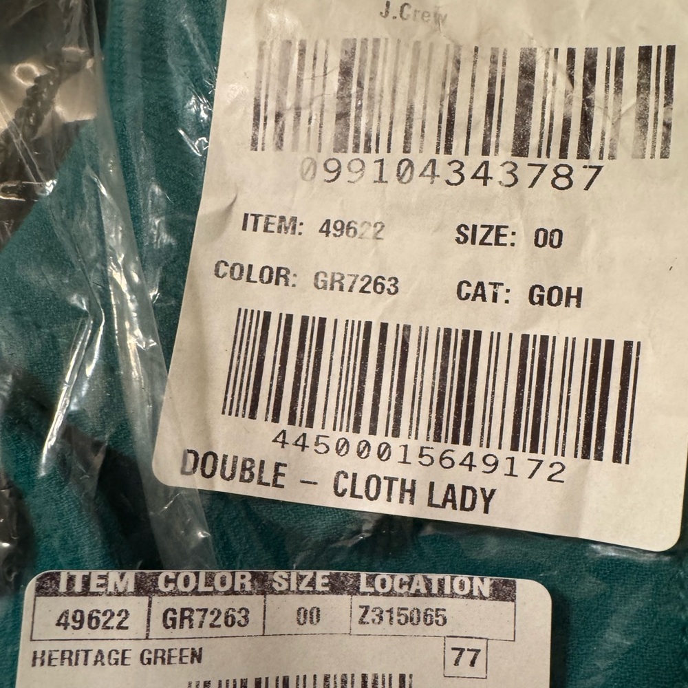 NWT J.CREW Lady Day Coat, Size 00, Color GR7263, Heritage Green - Picture 4 of 10